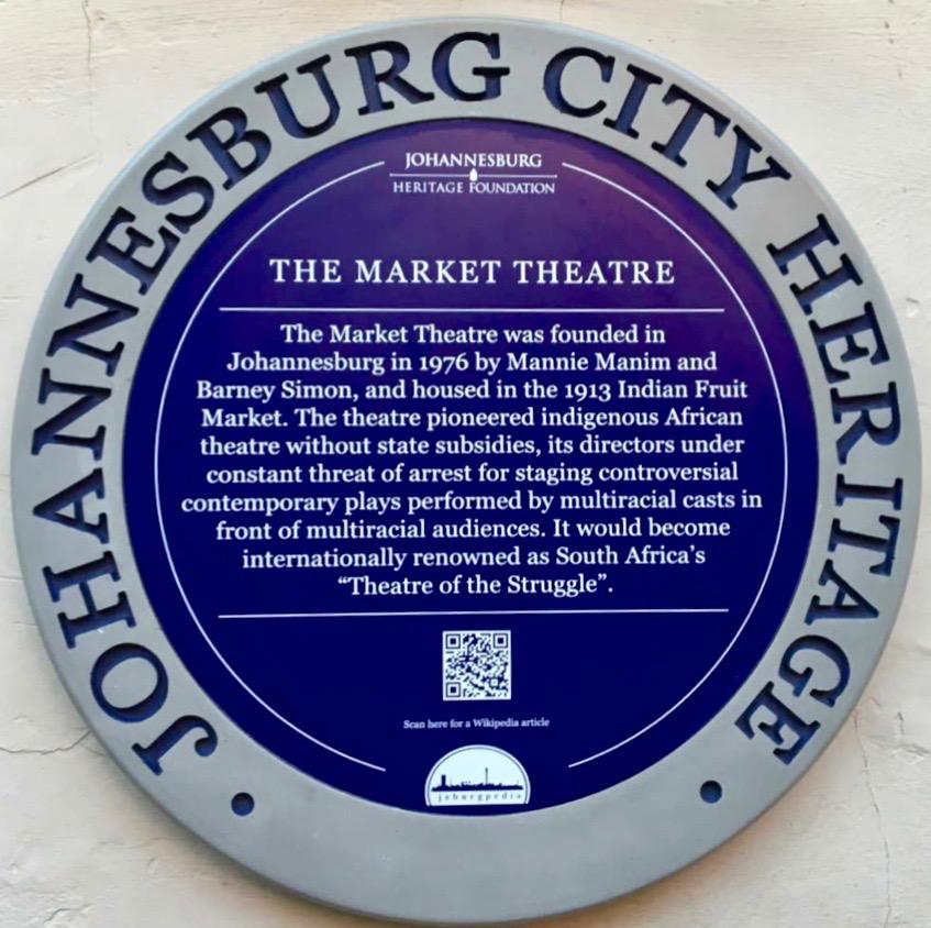 The Market Theatre Blue Plaque - City of Joburg
